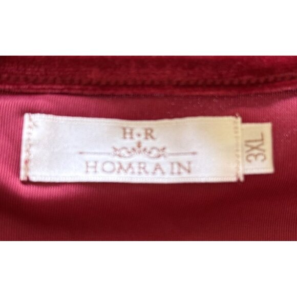 Homrain Womens Red Velvet Midi Dress Ruched Bodice 3XL WhimsyGoth VIntage - Picture 5 of 7